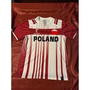 FIFA World Cup Poland Soccer Jersey Mens L Qatar 2022 Short Sleeve Red White